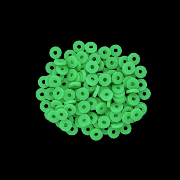 POLYMER CLAY FIMO BEADS - WASHER 01 - 6mm - GREEN 011 - 25g (581pcs.) Hole-2.0mm