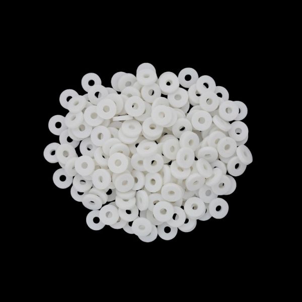 POLYMER CLAY FIMO BEADS - WASHER 01 - 6mm - WHITE 001 - PACKAGE 500g (12 100pcs.) Hole-2.0mm