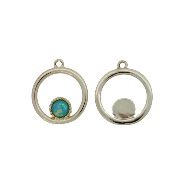 METAL BEADS WITH RESIN - PENDANT - CIRCLE 37 - 28x33x4mm GOLD AND TURQUOISE - 2pcs. Hole-2.5mm