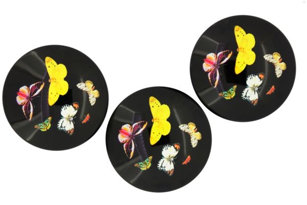 GLASS BEADS - CABOCHONS PATTERN - HALF ROUND 35mm - BUTTERFLIES - MIX 02 - PACKAGE 10pcs.