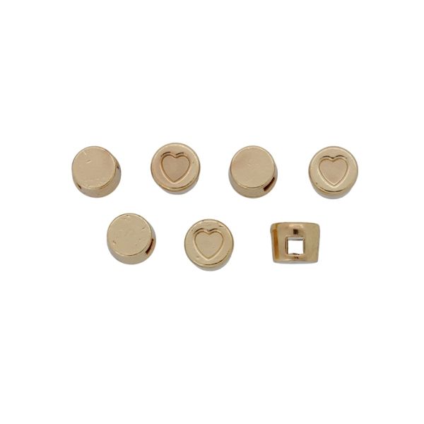 МЕТАЛНИ МЪНИСТА - СЪРЦЕ 44 - 6х5мм ЗЛАТИСТО Т. - ПАКЕТ 100 бр. Отвор-2.0мм