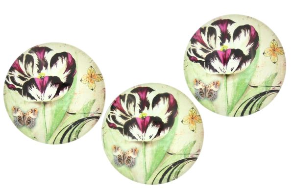 GLASS BEADS - CABOCHONS PATTERN - HALF ROUND 35mm - FLOWERS - TULIP - PACKAGE 10pcs.