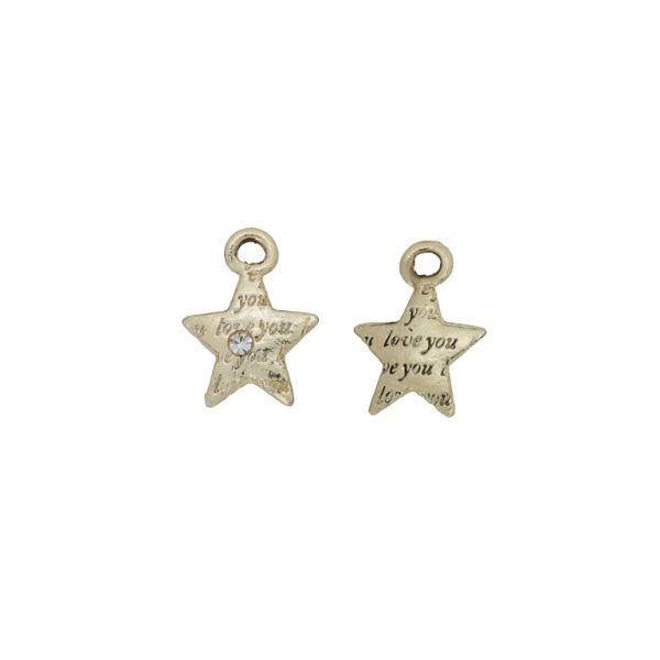 METAL BEADS - PENDANT - STAR 17 - 12x16x3mm GOLD (LIGHT) - 8pcs. Hole-2.2mm