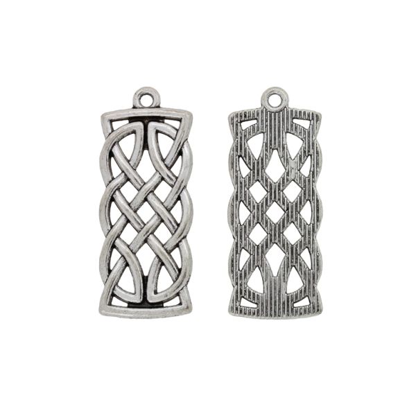 METAL BEADS - PENDANT - CELTIC KNOT 03 - 13x33x1.5mm NICKEL - PACKAGE 40pcs. Hole-1.6mm