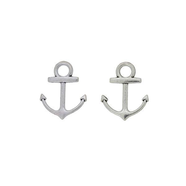METAL BEADS - PENDANT - ANCHOR 12 - 15x19x2mm NICKEL - PACKAGE 120pcs. Hole-3.2mm