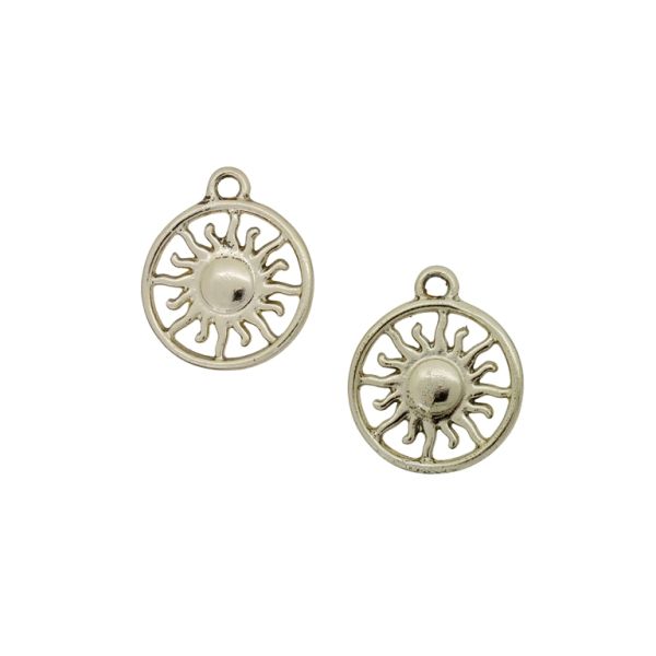 METAL BEADS - PENDANT - CIRCLE 19 SUN - 24x16x1.5mm GOLD - PACKAGE 30pcs. Hole-1.6mm