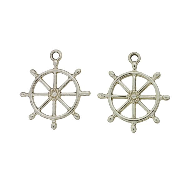 METAL BEADS - PENDANT - SHIP RUDDER 02 - 23x25x2mm GOLD (LIGHT) - 3pcs. Hole-1.8mm
