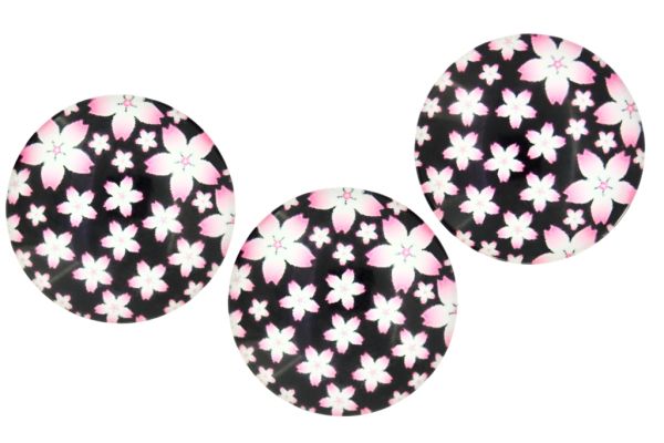 GLASS BEADS - CABOCHONS PATTERN - HALF ROUND 35mm - FLOWERS - PINK 02 - PACKAGE 10pcs.