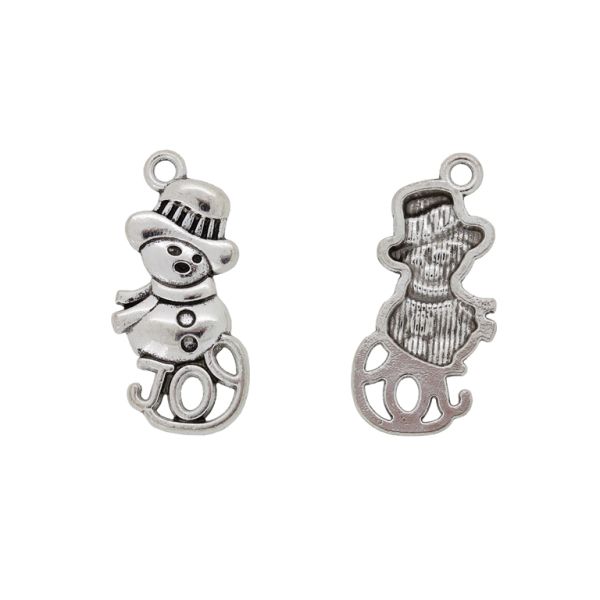 METAL BEADS - PENDANT - SNOWMAN 01 - 13x28x2mm NICKEL - 5pcs. Hole-2.0mm
