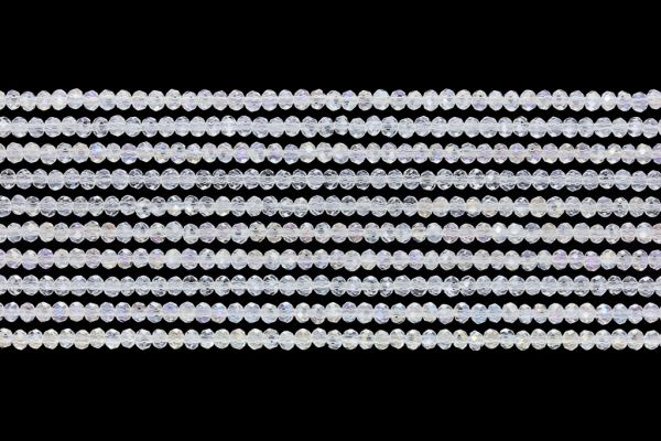 GLASS BEADS - FACETED RONDELLE CRYSTALS - 2.5x2mm - АВ TRANSPARENT - WHITE 097 - PACKAGE (10x166pcs.) Hole-0.8mm