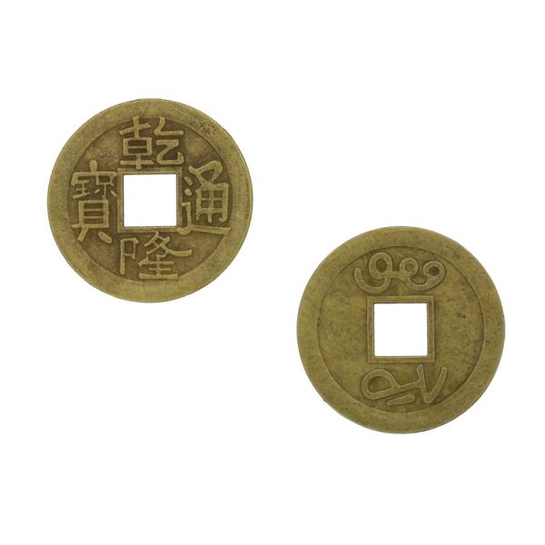 METAL BEADS - CHINESE COIN 02 - 22x1mm ANTIQUE BRONZE - PACKAGE 120pcs. Hole-5.0mm