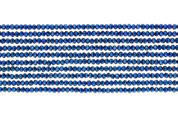 GLASS BEADS - FACETED RONDELLE CRYSTALS - 2.5x2mm - METALLIC - BLUE 117 - STRING (166pcs.) Hole-0.8mm