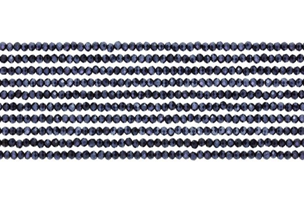 GLASS BEADS - FACETED RONDELLE CRYSTALS - 2.5x2mm - METALLIC - HEMATITE 113 - PACKAGE (10x166pcs.) Hole-0.8mm