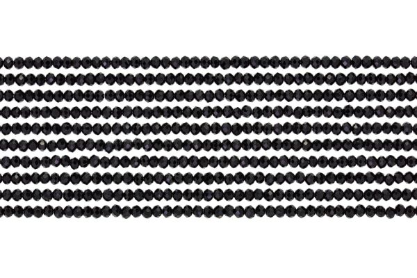 GLASS BEADS - FACETED RONDELLE CRYSTALS - 2.5x2mm - OPAQUE - BLACK 002 - PACKAGE (10x166pcs.) Hole-0.8mm