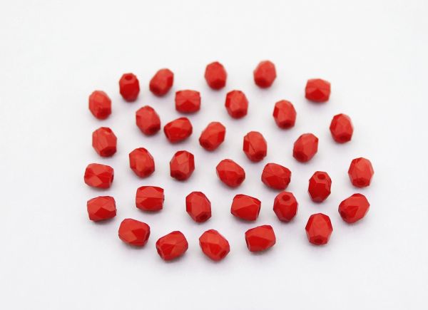 OPAQUE PLASTIC BEADS - CYLINDER FACETED - 6.5x5.5mm RED С07 - PACKAGE 500g Hole-1.8mm (4530pcs.)