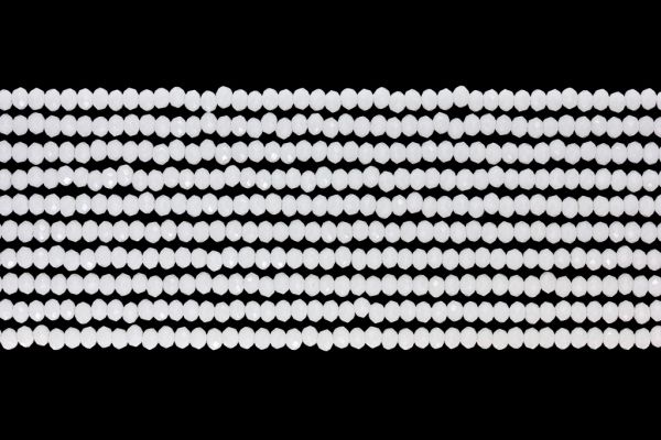 GLASS BEADS - FACETED RONDELLE CRYSTALS - 2.5x2mm - OPAQUE - WHITE 048 - PACKAGE (10x166pcs.) Hole-0.8mm