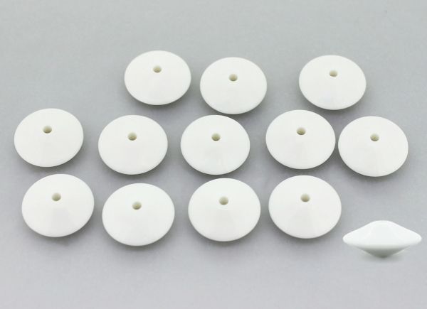 OPAQUE PLASTIC BEADS - FLYING SAUCER - 6.5x14.5mm WHITE С01 - 50g Hole-2.0mm (84pcs.)