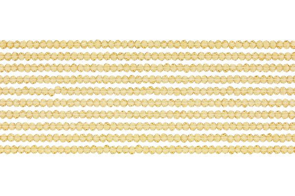 GLASS BEADS - FACETED RONDELLE CRYSTALS - 2.5x2mm - TRANSPARENT - AMBER 025 - STRING (166pcs.) Hole-0.8mm