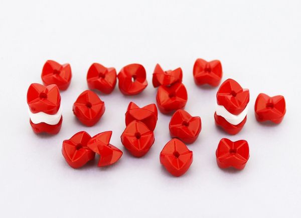 ПЛЪТНИ ПЛАСТМАСОВИ МЪНИСТА - ПЪЗЕЛ 03 - ЗИГЗАГ 7х9.5мм ЧЕРВЕНО С07 - ПАКЕТ 500 гр. Отвор-1.8мм (1720 бр.)
