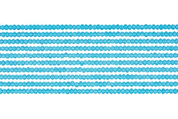 GLASS BEADS - FACETED RONDELLE CRYSTALS - 2.5x2mm - TRANSPARENT - BLUE (LIGHT) 008 - PACKAGE (10x166pcs.) Hole-0.8mm