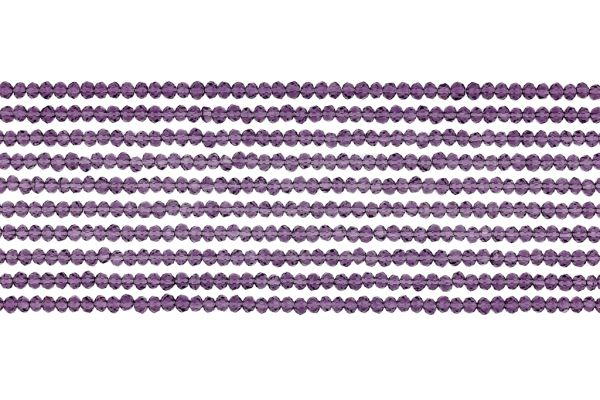 GLASS BEADS - FACETED RONDELLE CRYSTALS - 2.5x2mm - TRANSPARENT - PURPLE (DARK) 010 - STRING (166pcs.) Hole-0.8mm