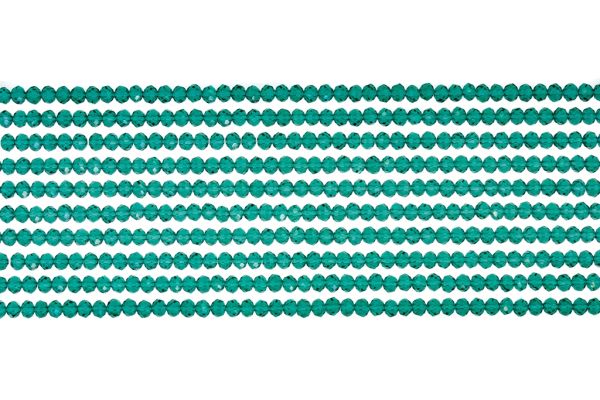 GLASS BEADS - FACETED RONDELLE CRYSTALS - 2.5x2mm - TRANSPARENT - TURQUOISE GREEN 023 - STRING (166pcs.) Hole-0.8mm