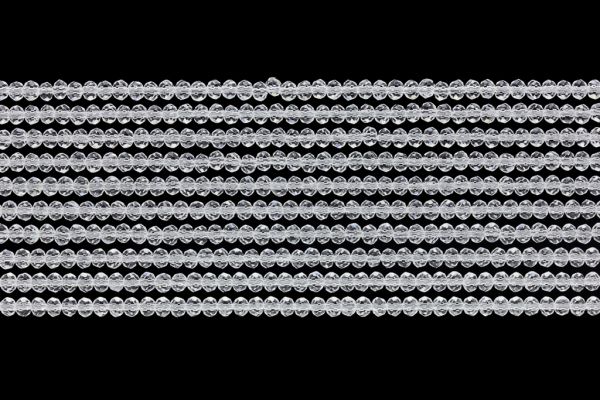 GLASS BEADS - FACETED RONDELLE CRYSTALS - 2.5x2mm - TRANSPARENT - WHITE 001 - PACKAGE (10x166pcs.) Hole-0.8mm
