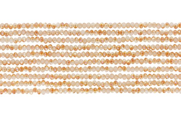 GLASS BEADS - FACETED RONDELLE CRYSTALS - 2.5x2mm - UV - BEIGE 076 - STRING (166pcs.) Hole-0.8mm