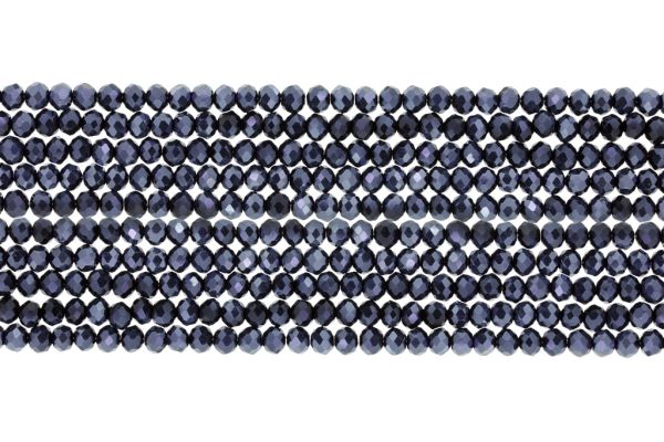 GLASS BEADS - FACETED RONDELLE CRYSTALS - 3x2mm - METALLIC - HEMATITE 113 - PACKAGE (10x126pcs.) Hole-0.8mm