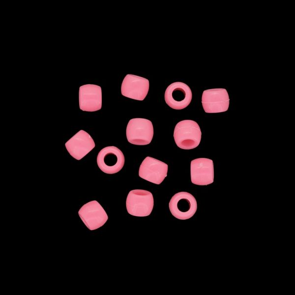 OPAQUE PLASTIC BEADS - CYLINDER 01 - 6x8mm PINK 026 - PACKAGE 500g Hole-4.0mm (2450pcs.)