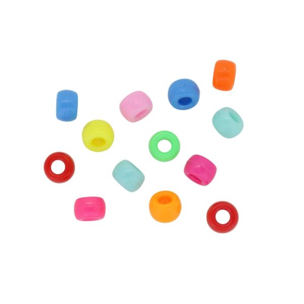 OPAQUE PLASTIC BEADS - CYLINDER 01 - 6x9mm MIX 021 - 50g Hole-4.0mm (180pcs.)