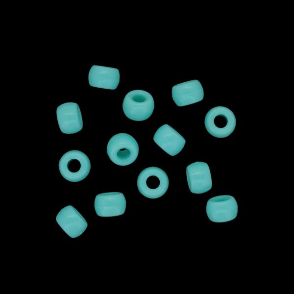 OPAQUE PLASTIC BEADS - CYLINDER 01 - 6x9mm TURQUOISE 017 - 50g Hole-4.0mm (170pcs.)