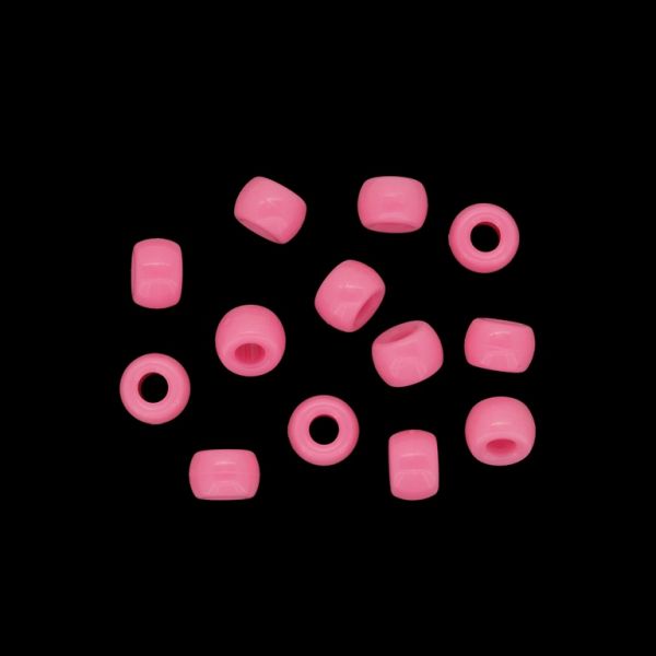 OPAQUE PLASTIC BEADS - CYLINDER 01 - 6x9mm PINK 014 - 50g Hole-4.0mm (170pcs.)