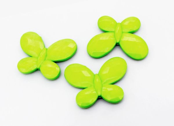 OPAQUE PLASTIC BEADS - BUTTERFLY 03 FACETED - 35x46x7mm GREEN С23 - PACKAGE 500g Hole-2.5mm (90pcs.)