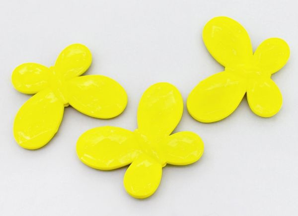 OPAQUE PLASTIC BEADS - BUTTERFLY 03 FACETED - 35x46x7mm YELLOW С17 - PACKAGE 500g Hole-2.5mm (90pcs.)