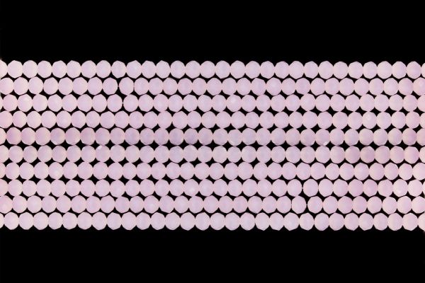 GLASS BEADS - FACETED RONDELLE CRYSTALS - 3x2mm - MILKY - PINK 047 - STRING (126pcs.) Hole-0.8mm