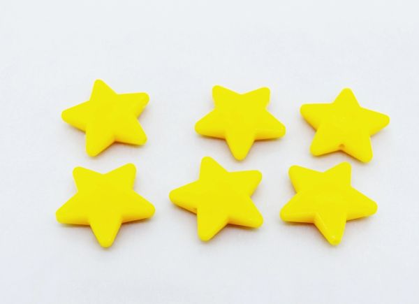OPAQUE PLASTIC BEADS - STAR 03 FACETED - 21x22x5mm YELLOW (DARK) ВА67 - PACKAGE 500g Hole-1.8mm (460pcs.)