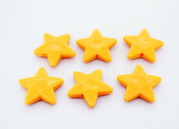 OPAQUE PLASTIC BEADS - STAR 03 FACETED - 21x22x5mm ORANGE (LIGHT) ВА12 - 50g Hole-1.8mm (46pcs.)