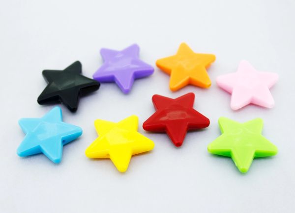 OPAQUE PLASTIC BEADS - STAR 03 FACETED - 21x22x5mm MIX - 50g Hole-1.8mm (46pcs.)