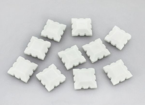 OPAQUE PLASTIC BEADS - FLAT RELIEF - 22x16x7mm WHITE С01 - 50g Hole-1.5mm (36pcs.)