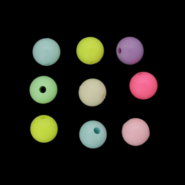 OPAQUE PLASTIC BEADS - BALL - 10mm MIX PINK (LIGHT) (ELECTRICAL) - PACKAGE 500g Hole-2.6mm (1030pcs.)