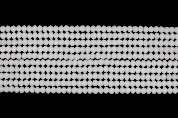 GLASS BEADS - FACETED RONDELLE CRYSTALS - 3x2mm - MILKY - WHITE 037 - STRING (126pcs.) Hole-0.8mm