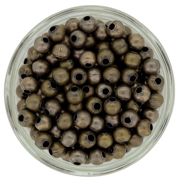 METAL BEADS FOR STRINGING - BALL - 5mm ANTIQUE BRONZE - 2500pcs. Hole-2.0mm