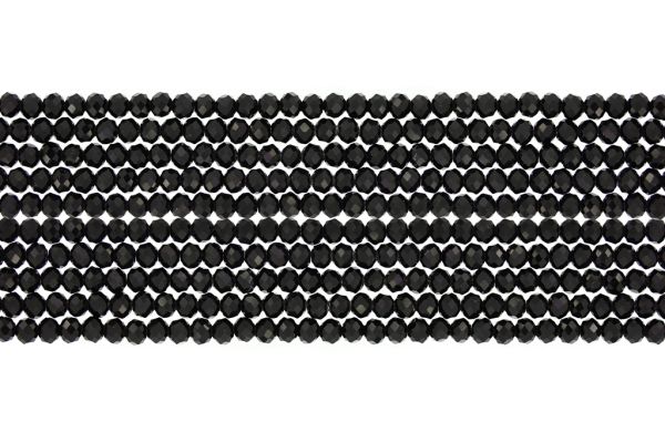 GLASS BEADS - FACETED RONDELLE CRYSTALS - 3x2mm - OPAQUE - BLACK 002 - PACKAGE (10x126pcs.) Hole-0.8mm