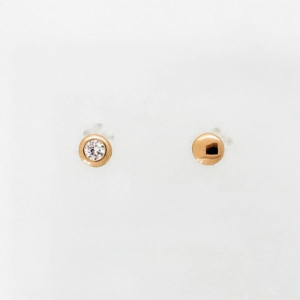 JEWELRY - EARRINGS - SCREW - ZIRCON - CIRCLE Е912 - 0.5cm GOLD AND WHITE - PACKAGE 6 pairs 