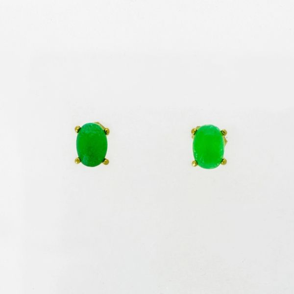 JEWELRY - EARRINGS - SCREW - ZIRCON - ELLIPSE Е913 - 0.5x0.7cm GOLD AND GREEN - 1 pair 