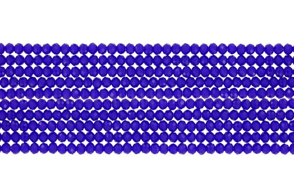 GLASS BEADS - FACETED RONDELLE CRYSTALS - 3x2mm - OPAQUE - BLUE (DARK) 058 - STRING (126pcs.) Hole-0.8mm