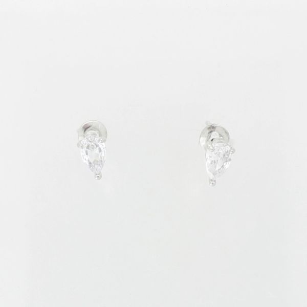 JEWELRY - EARRINGS - SCREW - ZIRCON - DROP Е915 - 0.4x0.6cm NICKEL AND WHITE - 1 pair 