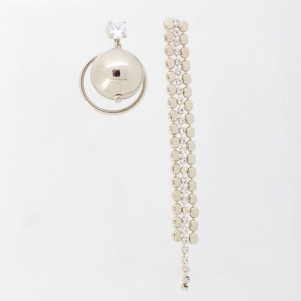 JEWELRY - EARRINGS - SCREW - ZIRCON - CIRCLE BALL Е919 - 2.1x8.7cm NICKEL-WHITE - PACKAGE 6 pairs 