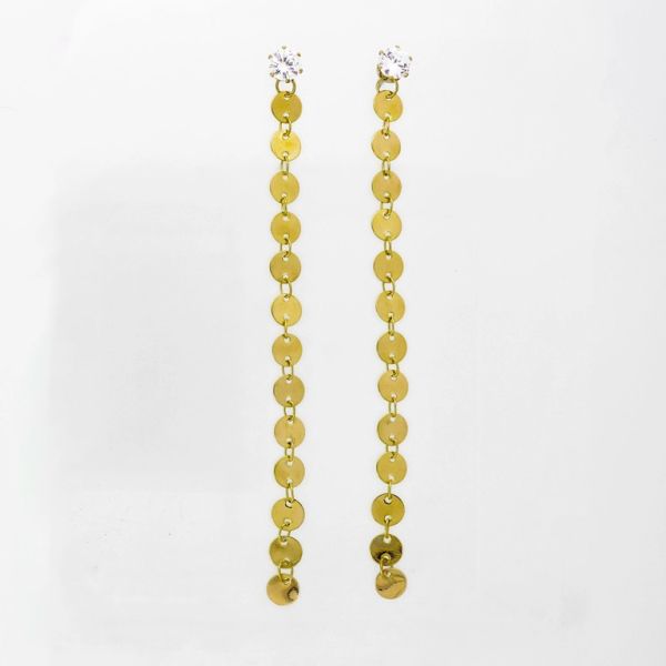 JEWELRY - EARRINGS - SCREW - ZIRCON - CIRCLES Е941 - 0.6x10.4cm GOLD-WHITE - 1 pair 